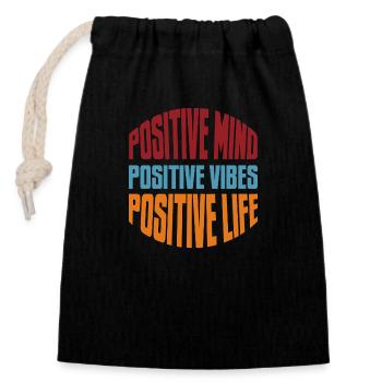 Positive Life - Closable cotton gift bag (14x20cm) - black - Front