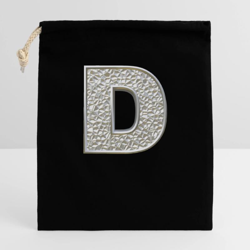 D, lettre, lettre D, initiale, initiale D, monogramme, Sac cadeau en coton avec cordon (14 x 20 cm)