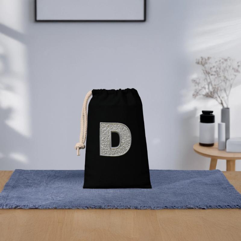 D, lettre, lettre D, initiale, initiale D, monogramme, Sac cadeau en coton avec cordon (14 x 20 cm)