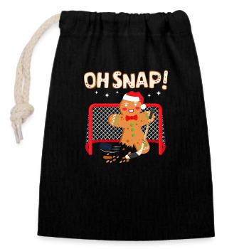 Hockey Goalie Funny Gingerbread Oh Snap Cookie - Closable cotton gift bag (14x20cm) - black - Front