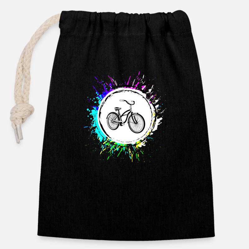 Icône De Vélo Coloré - Sac cadeau en coton avec cordon (14 x 20 cm) - noir
