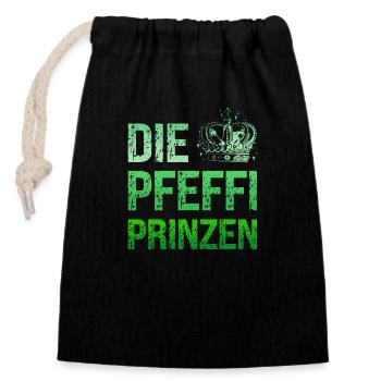 Die Pfeffi Prinzen Pfeffi Pfefferminz Likör JGA - Verschließbarer Geschenkbeutel aus Baumwolle (14x20cm) - Schwarz - Vorne
