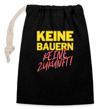 Keine Bauern, keine Zukunft - Verschließbarer Geschenkbeutel aus Baumwolle (14x20cm) - Schwarz - Vorne