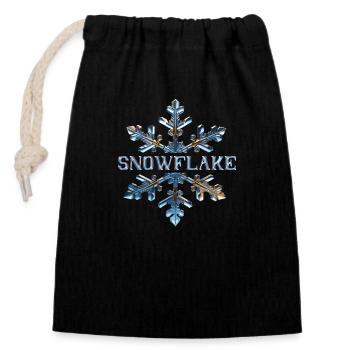 Snowflake - Closable cotton gift bag (14x20cm) - black - Front