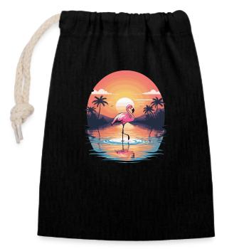 Sunset Flamingo - Closable cotton gift bag (14x20cm) - black - Front