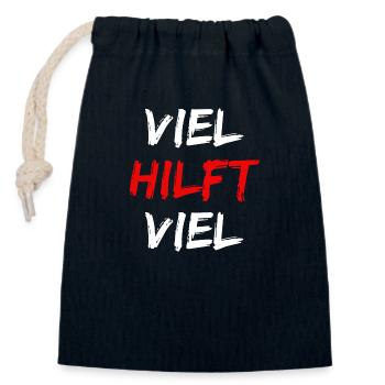 A lot helps a lot - Closable cotton gift bag (14x20cm) - navy - Front