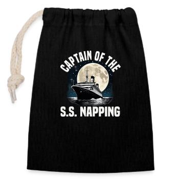 Captain Of Napping Cruise Ship Vacation Group - Verschließbarer Geschenkbeutel aus Baumwolle (14x20cm) - Schwarz - Vorne