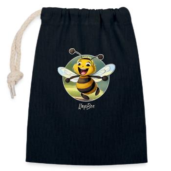 Pun ambiguous expression - HapBee Happy Bee - Closable cotton gift bag (14x20cm) - navy - Front