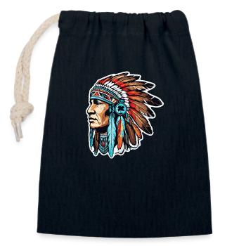 Indisch - Ureinwohner Amerikas - USA - Verschließbarer Geschenkbeutel aus Baumwolle (14x20cm) - Navy - Vorne