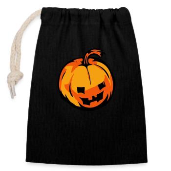 pumpkin - Closable cotton gift bag (14x20cm) - black - Front