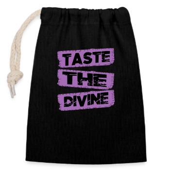 Idée cadeau Gourmandise culinaire Sensations gustatives - Sac cadeau en coton avec cordon (14 x 20 cm) - noir - Devant