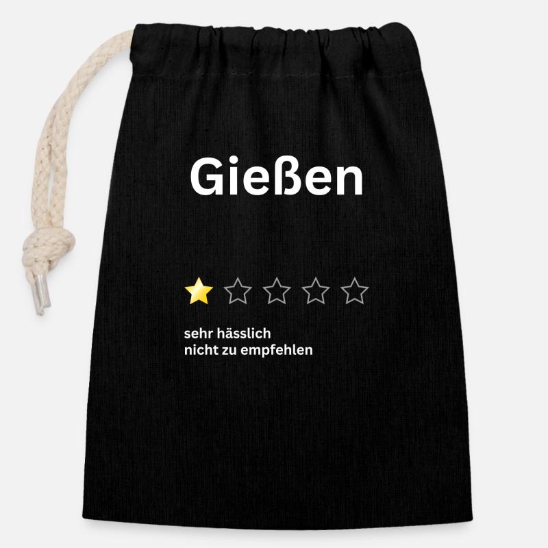Gießen 1star - Verschließbarer Geschenkbeutel aus Baumwolle (14x20cm) - Schwarz