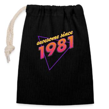 Rétro - Awesome since 1981 - Sac cadeau en coton avec cordon (14 x 20 cm) - noir - Devant