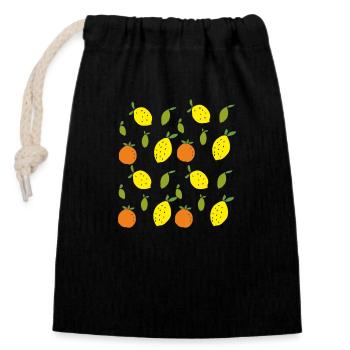 Oranges, lemons, limes - Closable cotton gift bag (14x20cm) - black - Front
