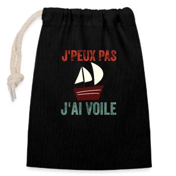 J'peux pas j'ai voile - Sac cadeau en coton avec cordon (14 x 20 cm) - noir - Devant
