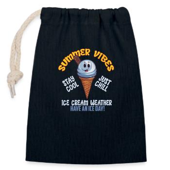 Ambiance estivale Météo de la crème glacée - Sac cadeau en coton avec cordon (14 x 20 cm) - bleu marine - Devant