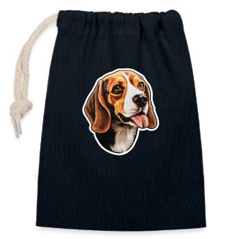 Tête de beagle - Sac cadeau en coton avec cordon (14 x 20 cm) - bleu marine - Devant