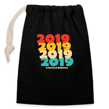 2019: Limited Edition - 5th Anniversary - Closable cotton gift bag (14x20cm) - black - Front