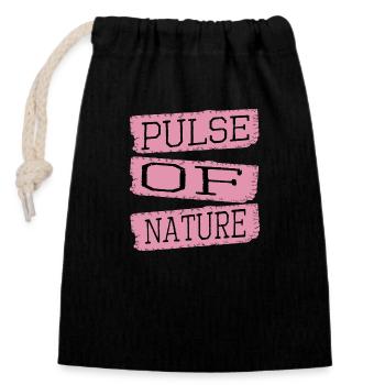 embrasser la nature, sentir le pouls - Sac cadeau en coton avec cordon (14 x 20 cm) - noir - Devant