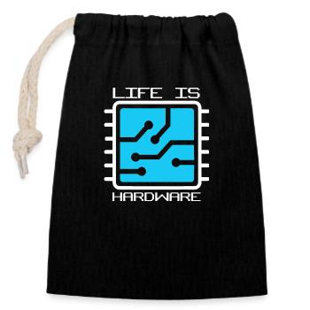 LIFE IS HARDWARE #lovely toons - Closable cotton gift bag (14x20cm) - black - Front
