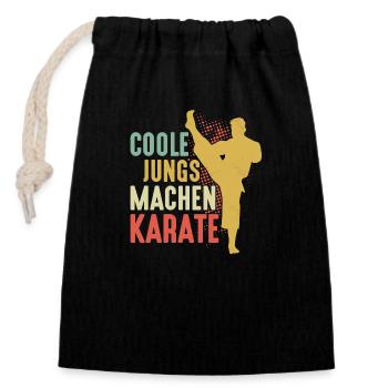 Cool guys doing karate training martial arts - Closable cotton gift bag (14x20cm) - black - Front