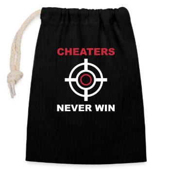 Cheaters Never Win - Closable cotton gift bag (14x20cm) - black - Front