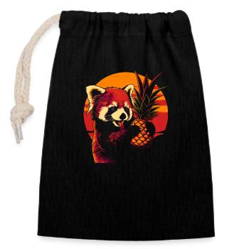 Red Panda Cat Bear Red Panda Pineapple Cool - Closable cotton gift bag (14x20cm) - black - Front