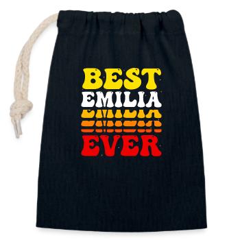 Groovy Vintage Custom Emilia Name - Cute Best - Closable cotton gift bag (14x20cm) - navy - Front