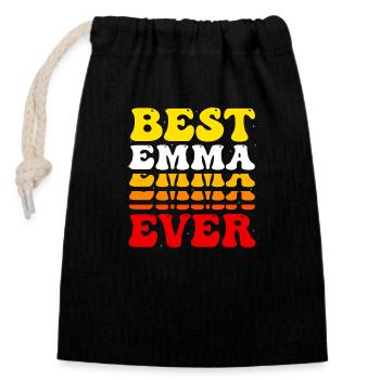 Cute Best Emma Ever - Groovy Vintage Custom Emma - Closable cotton gift bag (14x20cm) - black - Front