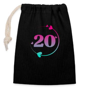 20th Birthday Colorful Heart Circle - Closable cotton gift bag (14x20cm) - black - Front