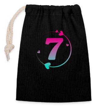 7th Birthday Colorful Heart Circle - Closable cotton gift bag (14x20cm) - black - Front