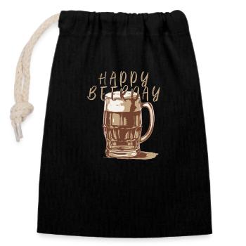 Happy beerday - beer mug - Closable cotton gift bag (14x20cm) - black - Front