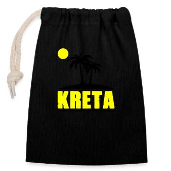 kreta - Verschließbarer Geschenkbeutel aus Baumwolle (14x20cm) - Schwarz - Vorne
