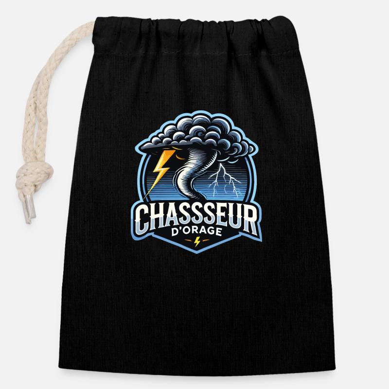 chasseur d'orage - Sac cadeau en coton avec cordon (14 x 20 cm) - noir