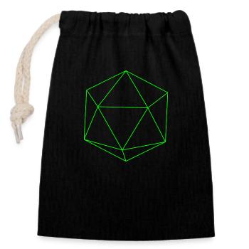 green icosahedron - Closable cotton gift bag (14x20cm) - black - Front