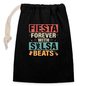 Fiesta Forever With Salsa Beats Latin Music Salsa - Verschließbarer Geschenkbeutel aus Baumwolle (14x20cm) - Schwarz - Vorne