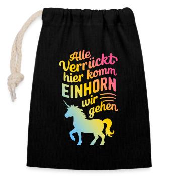 Unicorn Unicorns Mythical Creatures Mystical - Closable cotton gift bag (14x20cm) - black - Front