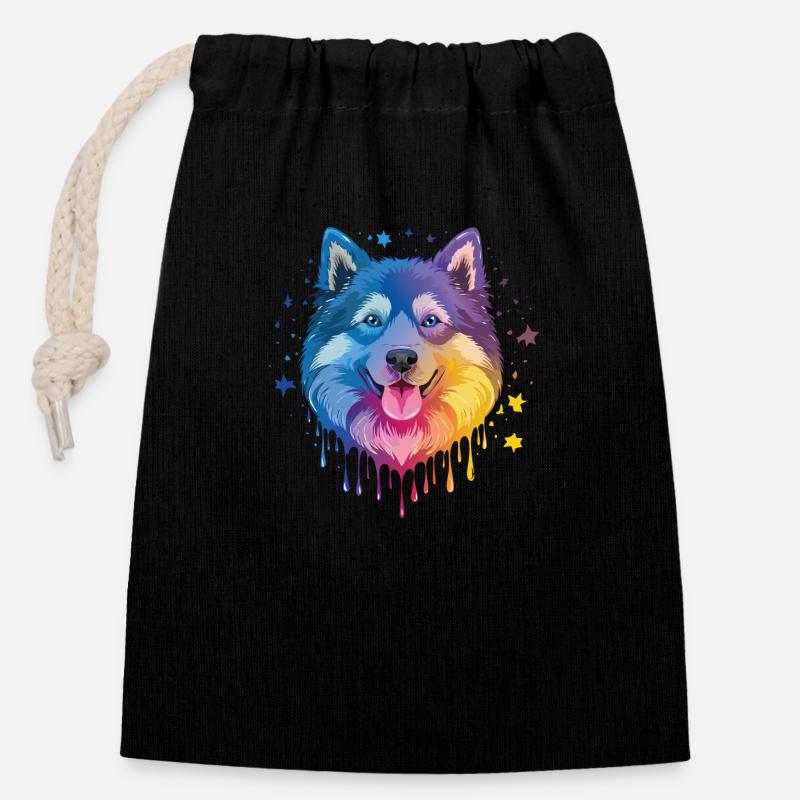 Finnische Lapphund Farben - Verschließbarer Geschenkbeutel aus Baumwolle (14x20cm) - Schwarz