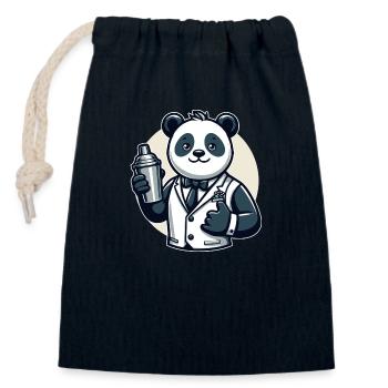 Panda Bear Cocktail Shaker - Closable cotton gift bag (14x20cm) - navy - Front