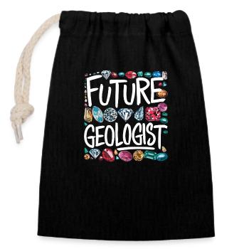 Carrière de futur géologue - Sac cadeau en coton avec cordon (14 x 20 cm) - noir - Devant