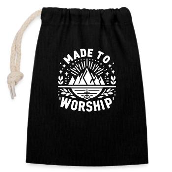 Fait pour adorer - Sac cadeau en coton avec cordon (14 x 20 cm) - noir - Devant
