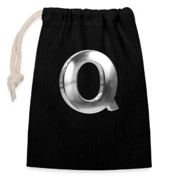 Chrome ,, Q " Metallic - Closable cotton gift bag (14x20cm) - black - Front