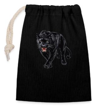 Panther - Closable cotton gift bag (14x20cm) - black - Front