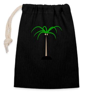 Palme Insel Baum Strand Urlaub Kokosnuss Meer Cool - Verschließbarer Geschenkbeutel aus Baumwolle (14x20cm) - Schwarz - Vorne