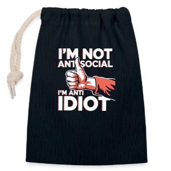 Not a fan of stupidity - Closable cotton gift bag (14x20cm) - navy - Front
