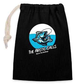 The Arctic Calls Reel in the Challenge - Closable cotton gift bag (14x20cm) - black - Front