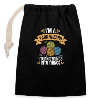 Enchanting creations made of yarn - Closable cotton gift bag (14x20cm) - black - Front
