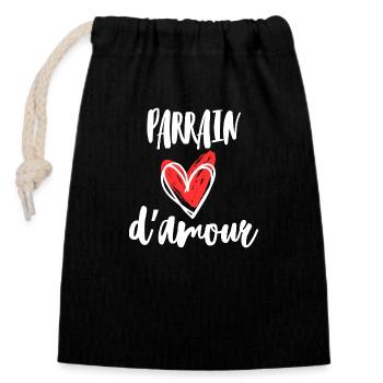 Parrain d'amour Idée cadeau pour Baptême ou Noël - Sac cadeau en coton avec cordon (14 x 20 cm) - noir - Devant
