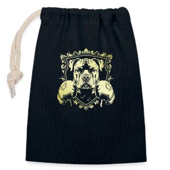 Boxer pour chien - Sac cadeau en coton avec cordon (14 x 20 cm) - bleu marine - Devant