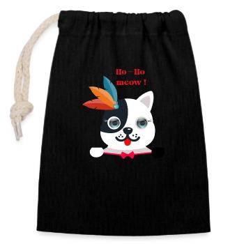 Glamorous cat - Closable cotton gift bag (14x20cm) - black - Front